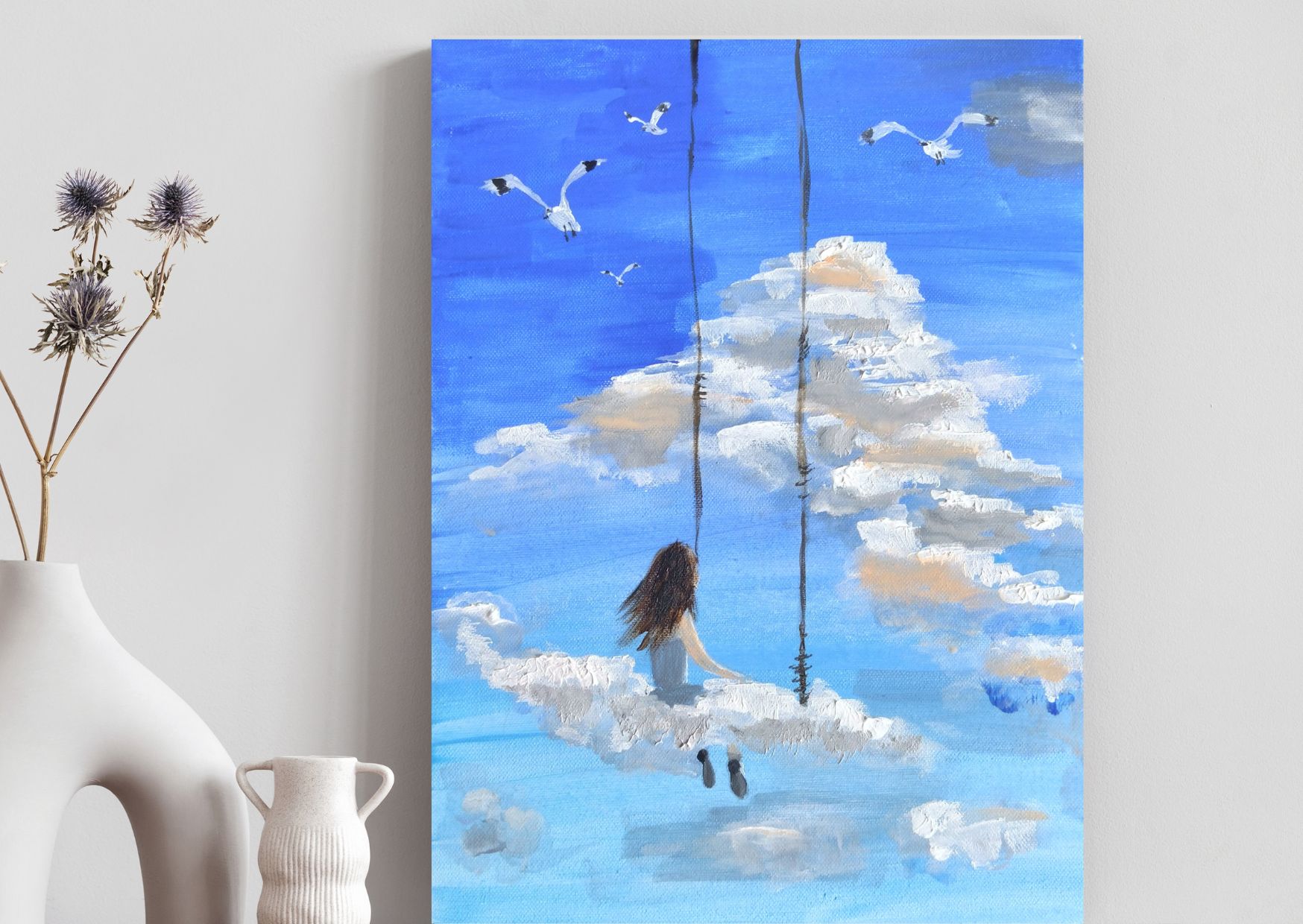 "Wolkenschaukel" Malerei zum Entspannen im Atelier – Bild 3